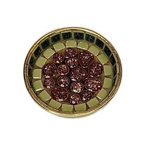 Vintage 1970’s Mosaic Tiled Green Brick Gold Tone Trinket Dish / Ashtray MCM